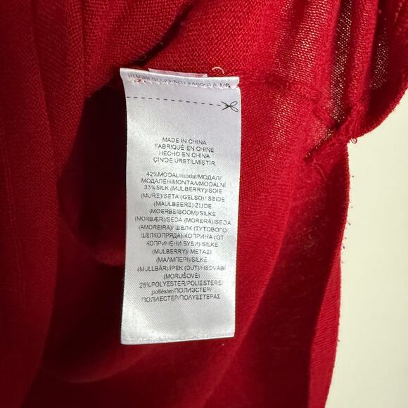 Lauren Ralph Lauren Womens Sweater Large Red Silk Blend V-Neck Preppy Academia - Picture 4 of 5